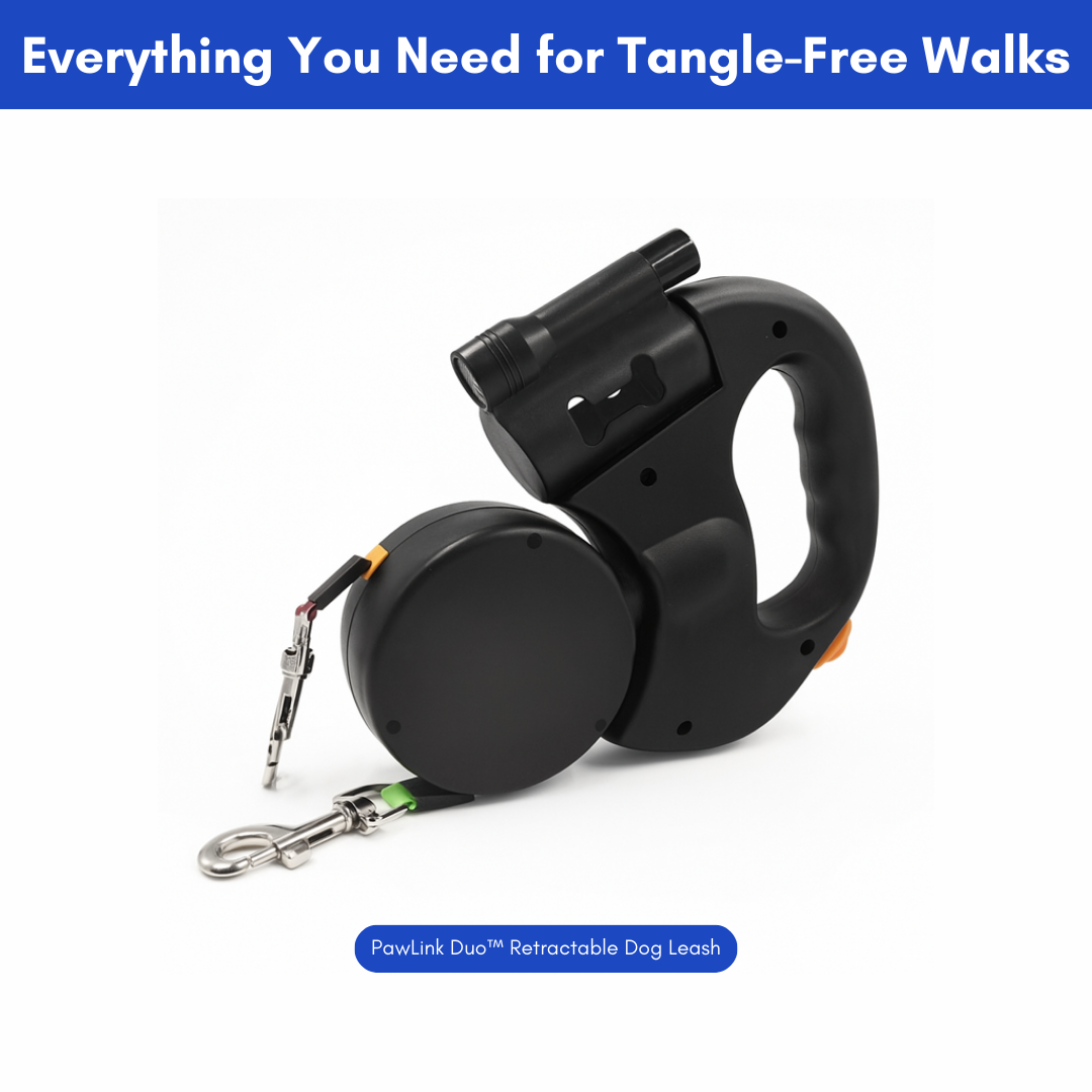 PawLink Duo – 360° Retractable Dual Dog Leash