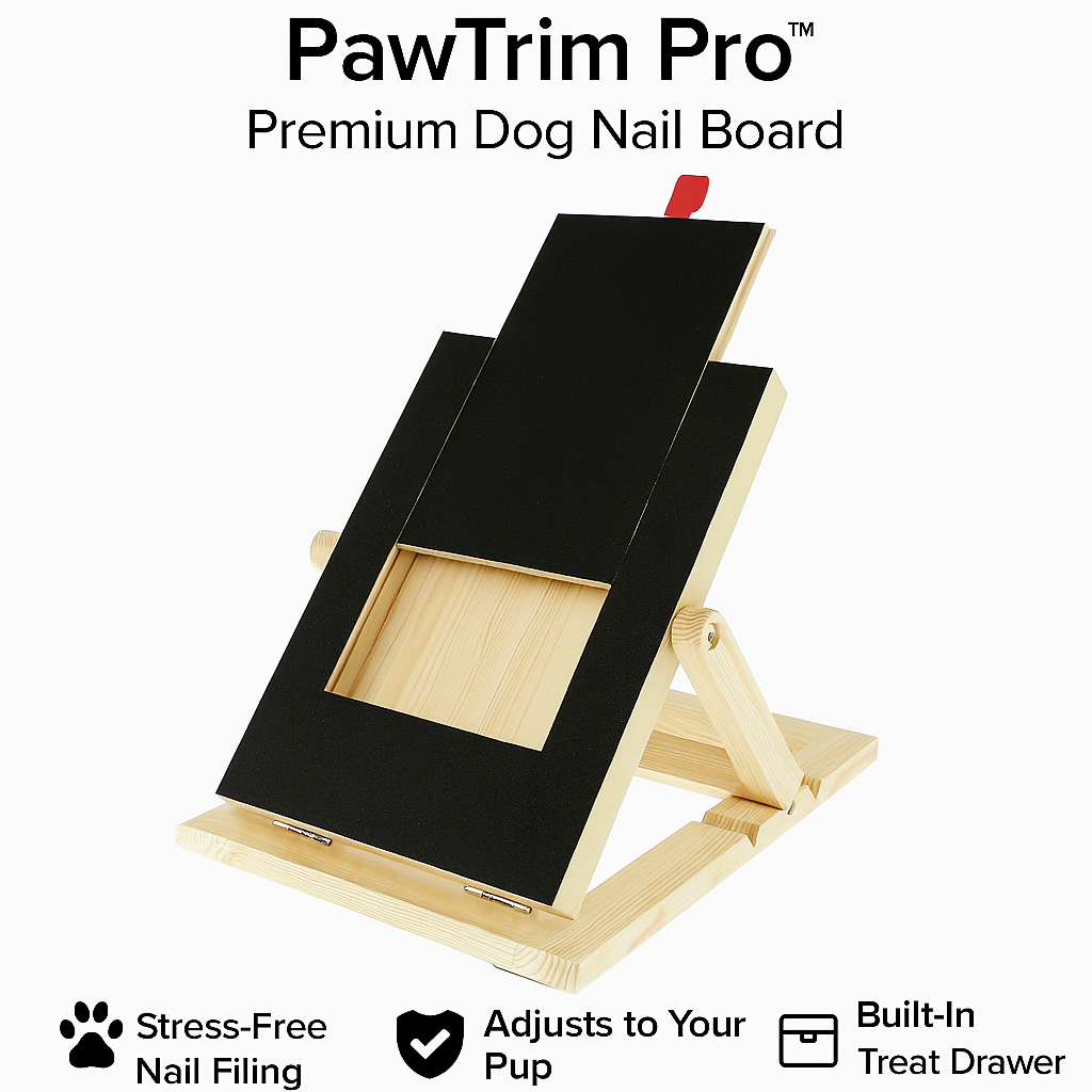 PawTrim Pro™ – Dog Nail Scratch Board & Treat Drawer