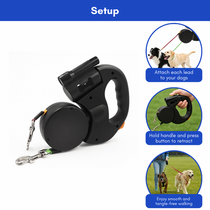 PawLink Duo – 360° Retractable Dual Dog Leash
